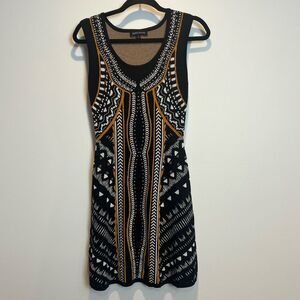 Jealous Tomato black yellow knit Aztec sleeveless bodycon dress Size S